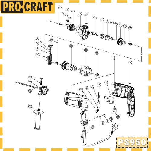 Дрель ударная PROCRAFT PS950 фото 10
