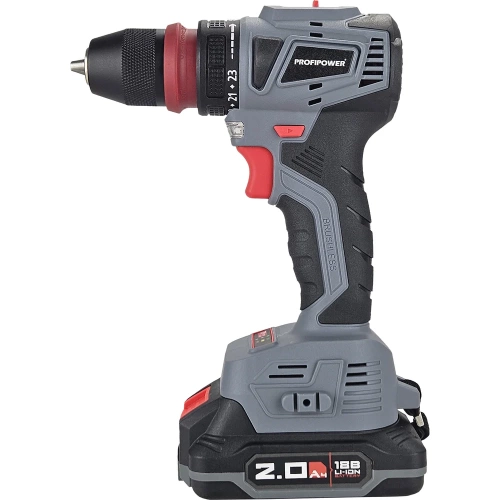 Аккумуляторный бесщеточный шуруповерт Profipower MKBL-18BM Li-ion-2шт, 18В, 2.0Ач, съемный патрон, З/У, 0.8-10 мм, кейс T0057 фото 8
