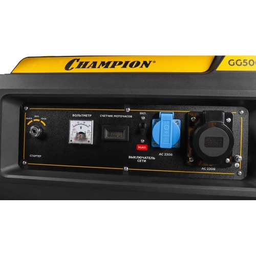 Генератор Champion GG5000EW (5/5,5кВт OHV 15лс 25л 81кг эл.старт колеса) фото 6