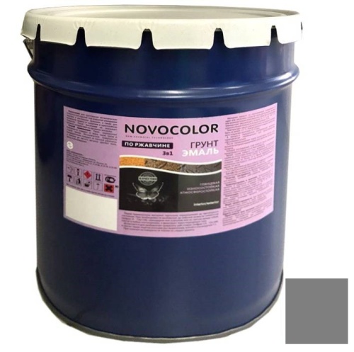 Грунт-эмаль 3 в 1 Novocolor серая глянцевая 20 кг