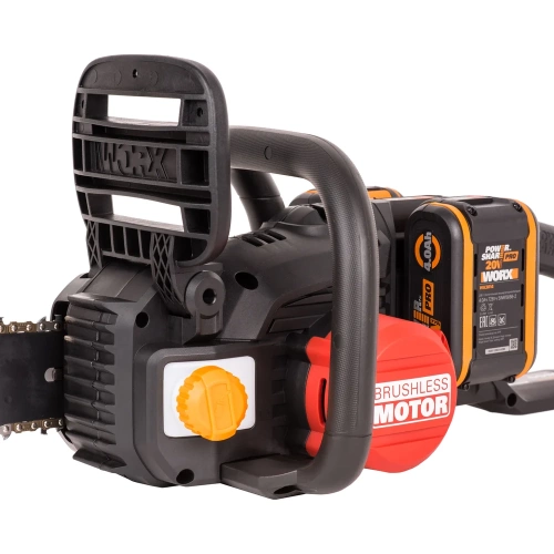 Аккумуляторная цепная пила WORX NITRO , 40В 40см бесщеточная, 4.0Ач х2, ЗУ 2А, коробка WG385E фото 7