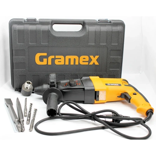 Перфоратор электрический Gramex HRH-980 (980Вт,0-1300об/мин,0-5500уд/мин,3,3Дж,3 реж,SDS+) кейс (1/4) 4195 фото 4
