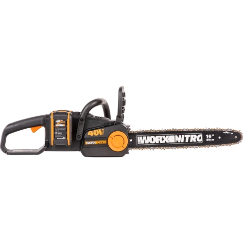 Аккумуляторная цепная пила WORX NITRO , 40В 40см бесщеточная, 4.0Ач х2, ЗУ 2А, коробка WG385E фото 10