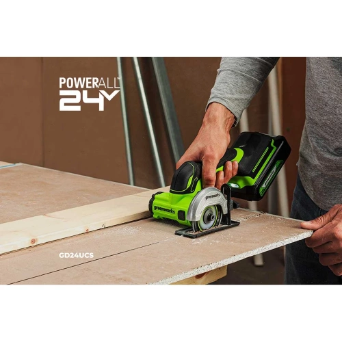 Угловая мини-шлифмашина GreenWorks GD24UCS, 24V, б/щет, 20000 об/мин,76 мм, рез 18 мм, 1x2Ач, ЗУ, коробка 3402007VUA фото 9