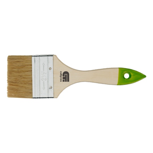 Кисть плоская 63 мм, натуральная щетина, деревянная ручка Сибртех фото 2
