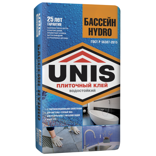 Клей для плитки Unis Бассейн Hydro 25 кг