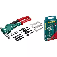 Поворотный заклепочник KRAFTOOL Combo3-M6 360°, комбинированный, в кейсе, 3 вида заклёпок
