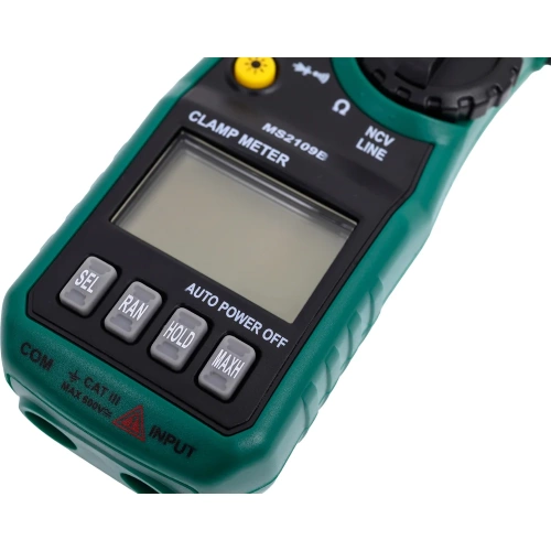 Клещи токоизмерительные цифровые Mastech MS2109B (ACV/DCV),переменный ток2/20/200/600A,(сопротивление,тест диодов,фонарик) 00-00013508 фото 7
