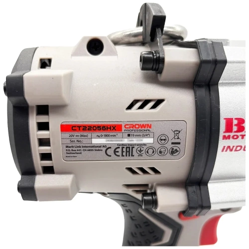 Гайковерт ударный аккумуляторный CROWN BL CT22056HX-8SC4 BMC фото 7