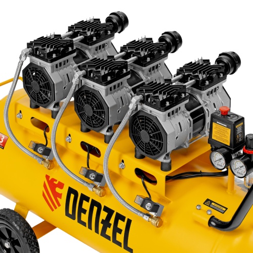Компрессор безмасляный, малошумный DLS 1800/100,1800 Вт, 3x600, 100 л, 345 л/мин Denzel фото 10