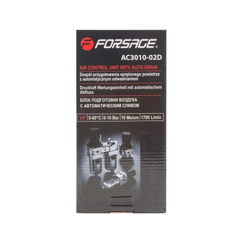 Блок подготовки воздуха Forsage 1/4'' фильтр-регулятор+лубрикатор, автоматич,слив 10Мк, 1700 л/мин, 0-10bar,раб, температура 5-60 F-AC3010-02D(54436) фото 8