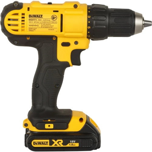 Аккумуляторная дрель-шуруповерт Dewalt 18 В, 1500 об/мин, с 2 АКБ 1.5 Ач и ЗУ, в кейсе, DCD771S2 DCD771S2-QW фото 5