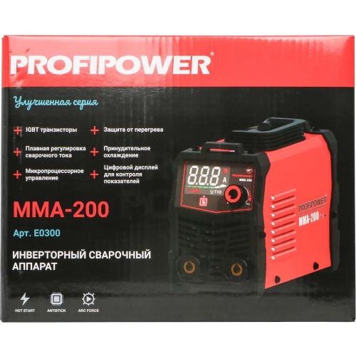 Сварочный инвертор Profipower с большом цифровом дисплеем MMA-200 IGBT (140-240В,200A) E0300 фото 5