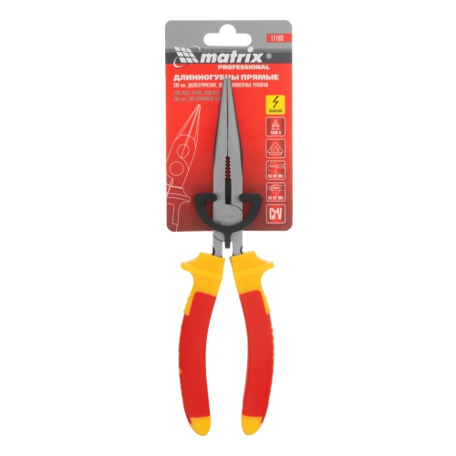 Длинногубцы прямые Insulated, 200 мм, двухкомпонентные рукоятки Matrix Professional фото 6