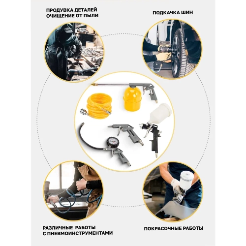 Набор пневмоинструмента WMC TOOLS 5 пр. WMC-8031K5-G/E70/(51065) фото 9