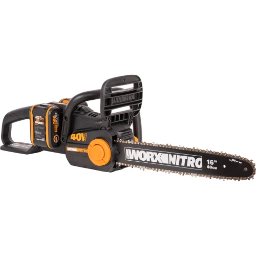 Аккумуляторная цепная пила WORX NITRO , 40В 40см бесщеточная, 4.0Ач х2, ЗУ 2А, коробка WG385E фото 3
