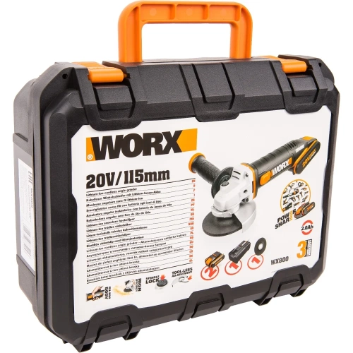 Аккумуляторная угловая шлифмашина WORX кейс WX800 фото 9