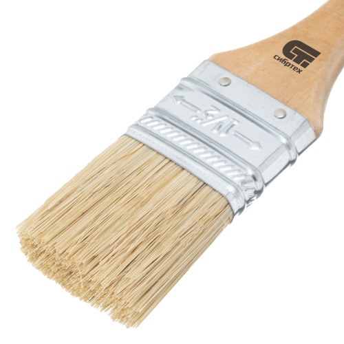 Кисть плоская 36 мм, натуральная щетина, деревянная ручка Сибртех фото 3