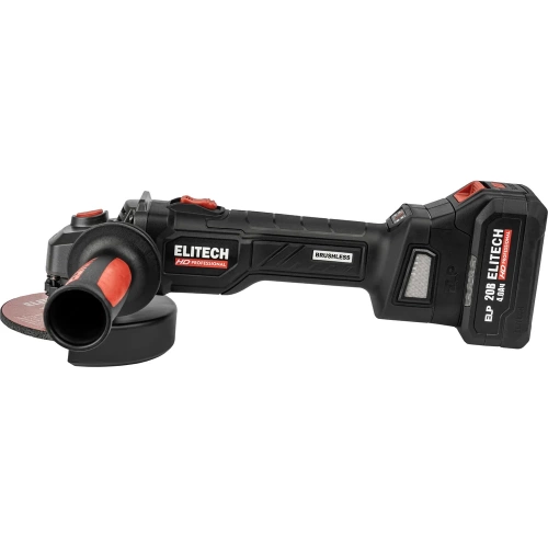 Шлифмашина угловая аккумуляторная Elitech CAG 2012BL (125мм,20В,2х4Ач,BL) HD 210316 фото 3