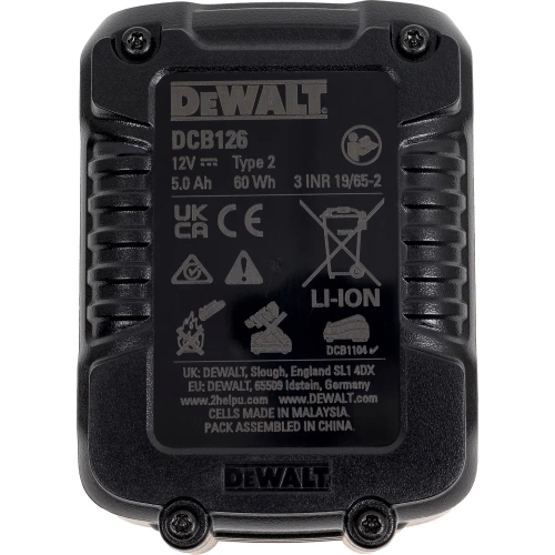 Батарея аккумуляторная 12 В XR Li-ion 5.0 Ач Dewalt DCB126-XJ фото 5