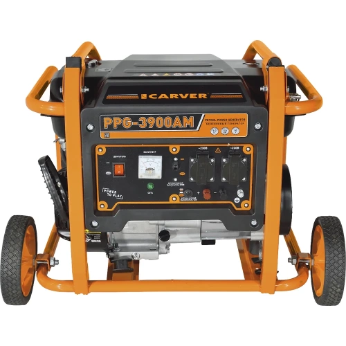 Генератор CARVER PPG- 3900АM бензин LT-170F, 2,8/3,0 кВт, 220В, бак 15 л, колеса 01.020.00027 фото 4